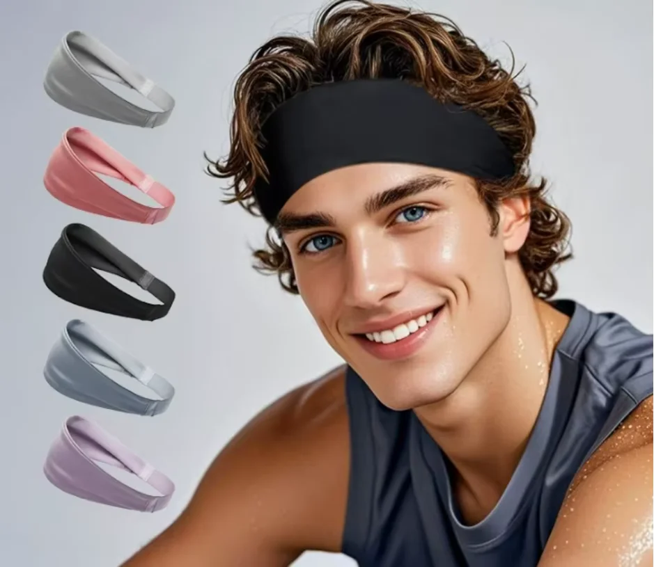 Hot-selling Soft Thin Polyester Cotton Breathable Sport Sweatband Headband Absorbent Climbing Yoga Running Fitness Grip