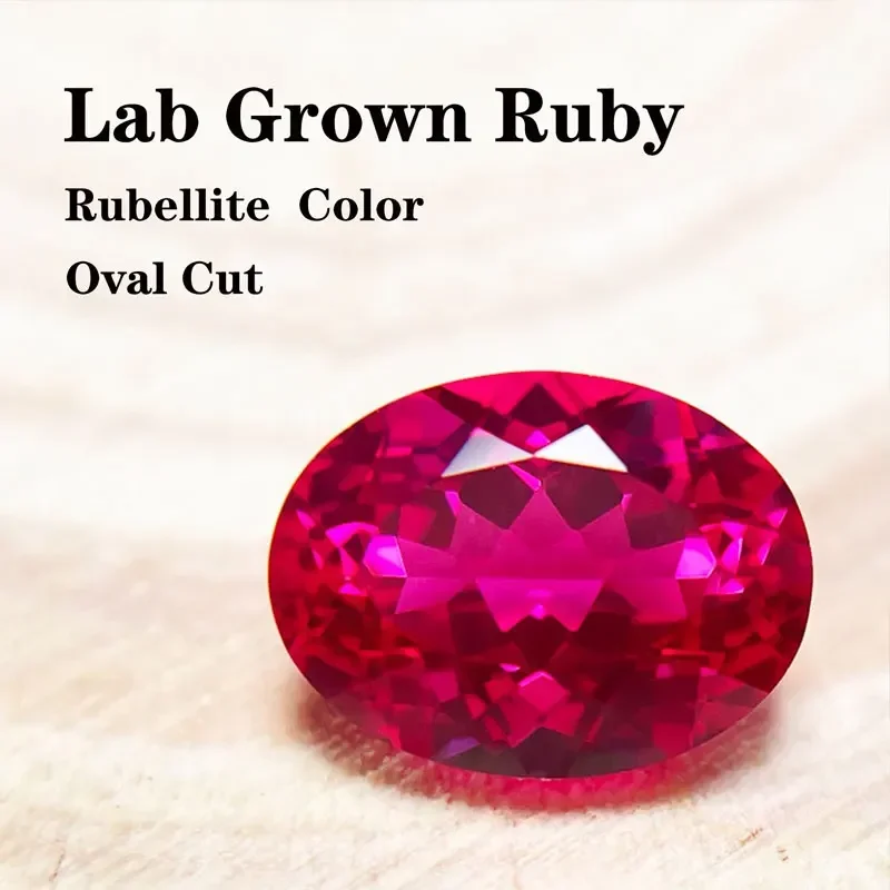 

Natural Rubellite Color Lab Grown Ruby Oval Shape Hand-cut Advanced Jewelry Rings Earrings Making with Certificate Wholesale
