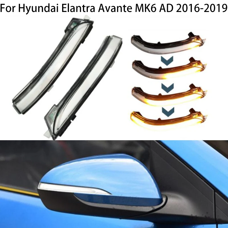 

For Hyundai Elantra Avante MK6 AD 2016-2019 Upgrade LED Dynamic Turn Signal Light Side Rearview Mirror Flowing Blinker Indicator