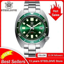 STEELDIVE 42mm Slim Abalone Men's Diving Mechanical Wristwatch SD1977 Flat Sapphire Glass NH35 Movement 200M Waterproof Watch