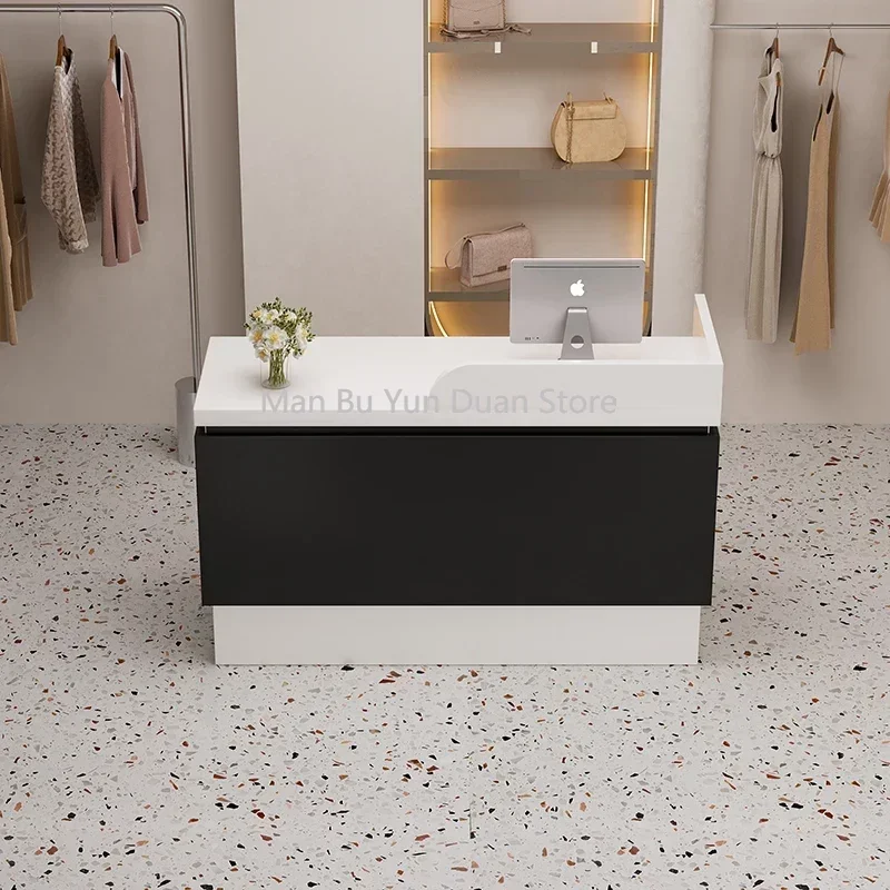 

Furniture Reception Luxury Office Modern Bar Furnishings Supermarket Counter Table Box Store Companies Wave Desk Home White