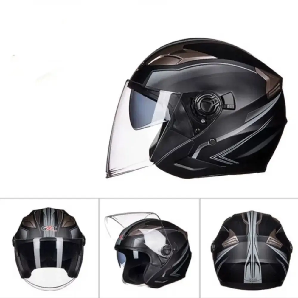 Fashion Street Fashion Helmet High Quality Double Lens Adjustable Half Face Flip Helm New Four Seasons Motorcycle Helmet Flip Up