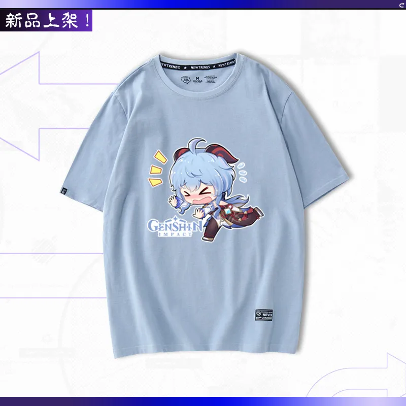 Genshin Impact T Shirt Fashion Funny Kawaii Women T-Shirt Anime Casual Unisex Shirts Couple Clothing Tops HU TAO Paimon GAN YU