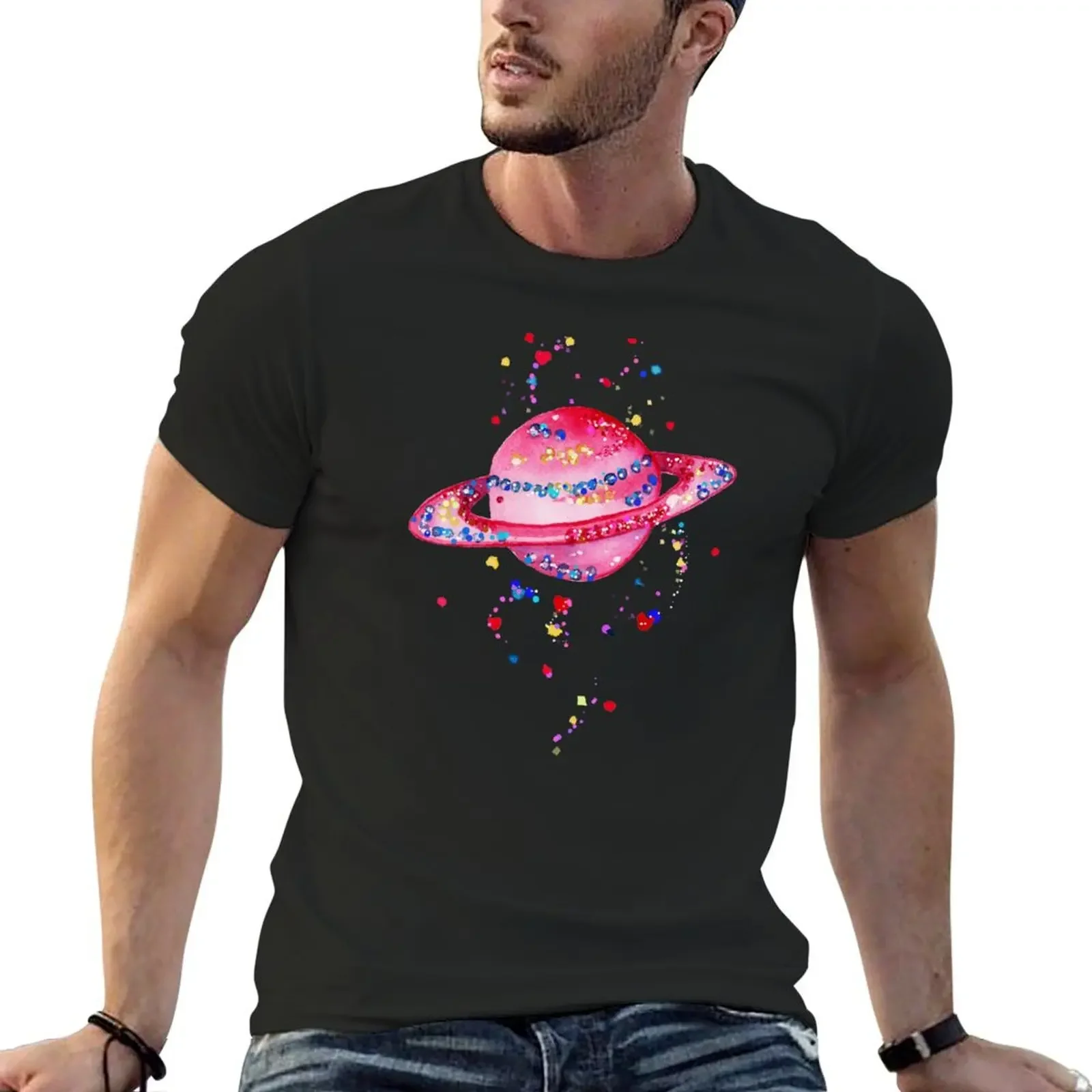 Satellite - Pink T-Shirt cute tops plus size clothes new edition customs men workout shirt