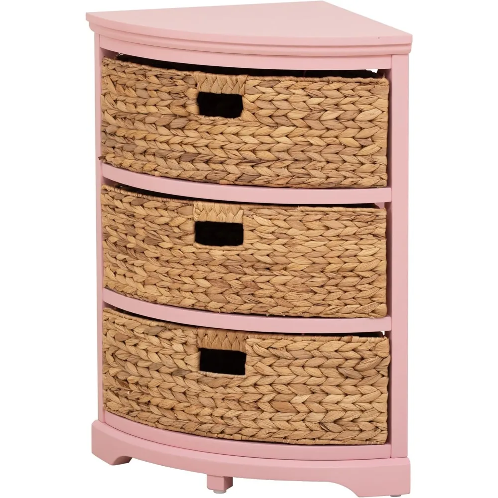 

Hampton Meadows Level 3 X-Side Corner Table Storage with 3 Wicker Baskets, 14 D x 14 W x 25.5 H inches