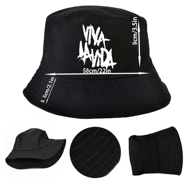 coldplay Viva la vida Couples Bucket Hat Fashion Summer Viva la vida print Beach suncap men Outdoor fishing fisherman hats