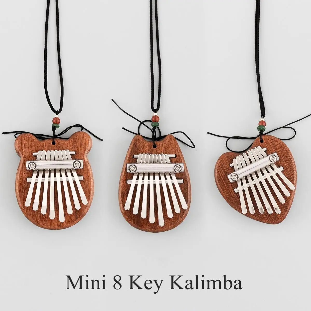 Mini 8 Key Kalimba Sapele Wood Thumb Piano Bear Heart Cat Shape Mbira Musical Instrument