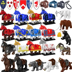 Medieval Military Architecture Building Blocks Charact Knight Warhorse Shield Horse Rope Saddle Creative Accessories Gift Toy