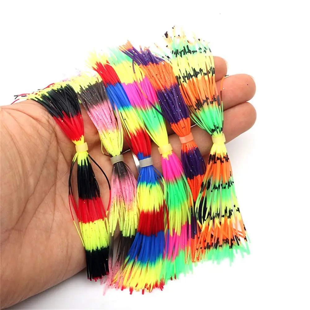 50 Strands Baitfish Silicone Skirts Fly Tying Material DIY Buzzbaits Spinner Rainbow Color Barred Color Jig Squid Skirt