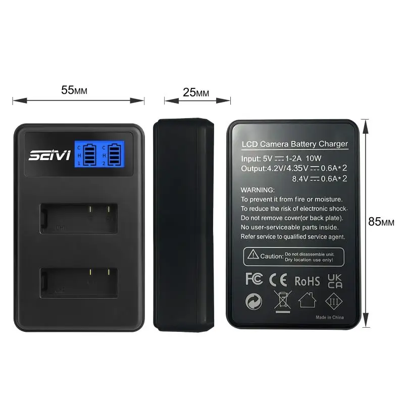 Clownfish USB LCD podwójny Port 3 Way ładowarka 501 ładowarka sieciowa ładowania dla Gopro Hero 56 7 8 czarny aparat akcesoria do baterii — zdjęcie 4