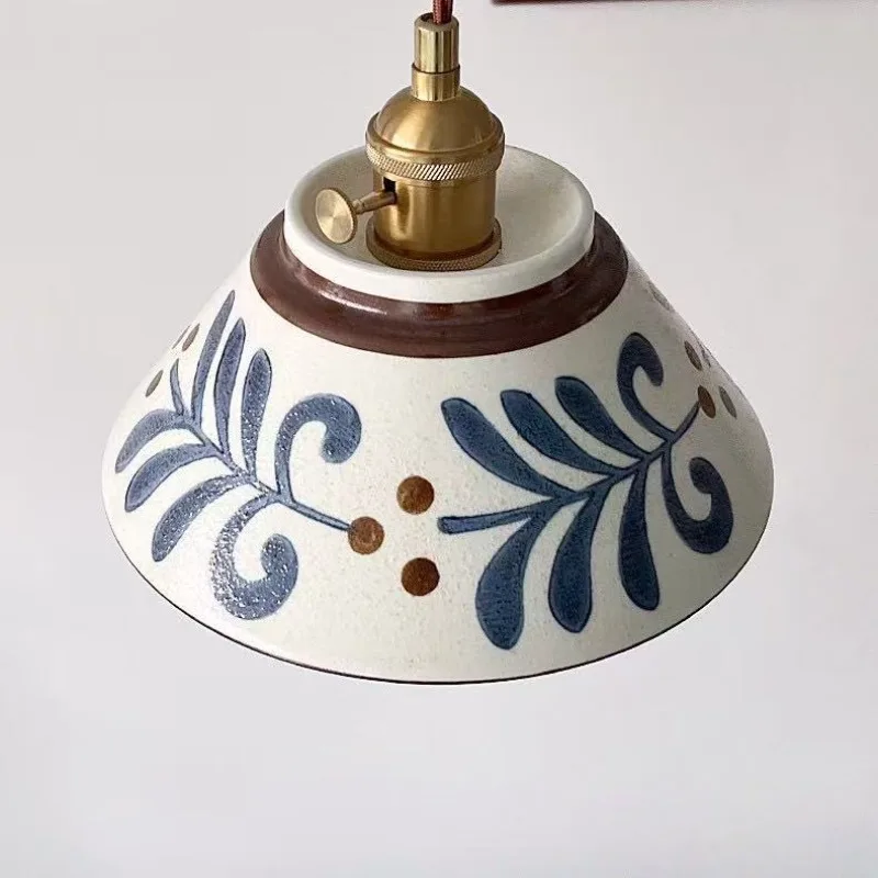 Mid Century Ceramic Flower Pendant Light Bedroom Dining Entryway Hallway French Vintage LED Home
