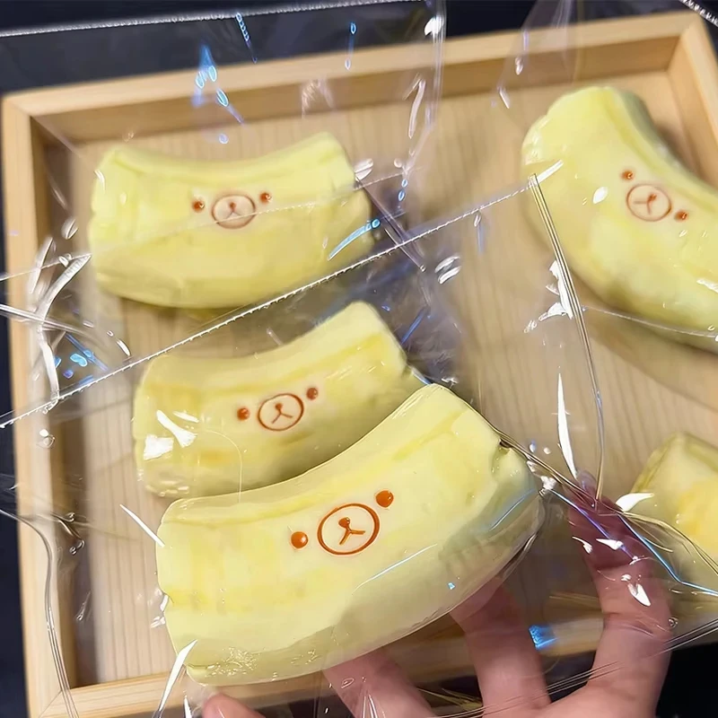 Oso de Goma con Forma de Plátano, Hecho a Mano, Textura de Mantequilla, para Aliviar el Estrés en Adultos, Regalo para Fiestas de Cumpleaños Infantiles, Silicona de Grado Alimenticio