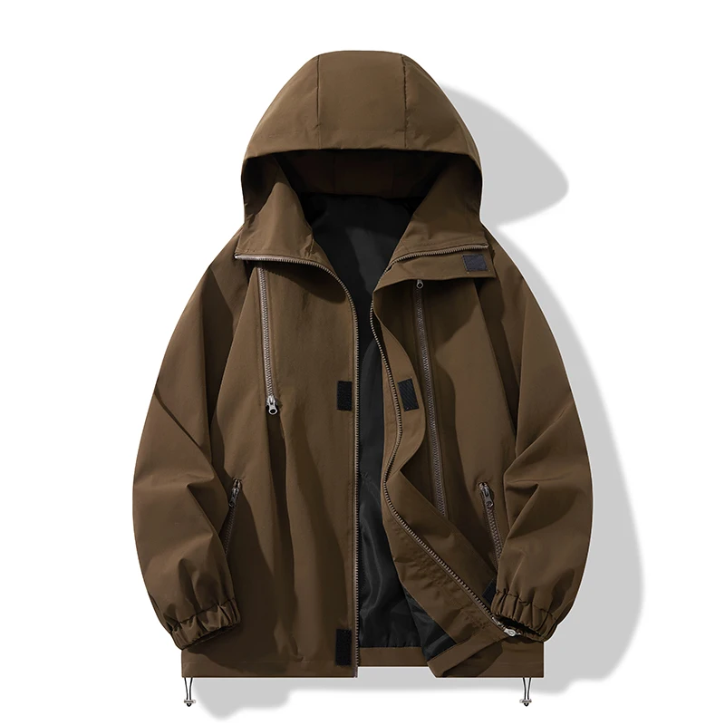 

Men Hooded Jackets Coffee Red Blue Khaki Black Coffee Basic Outdoor Urbean Look Outerwear Coats Four Season Essential Collection
