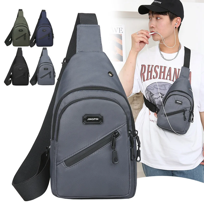 High Quality Nylon Men's Chest Packs With USB Charging Port Fashion Travel Crossbody Bags Multiple Pockets Storage Shoulder Bag