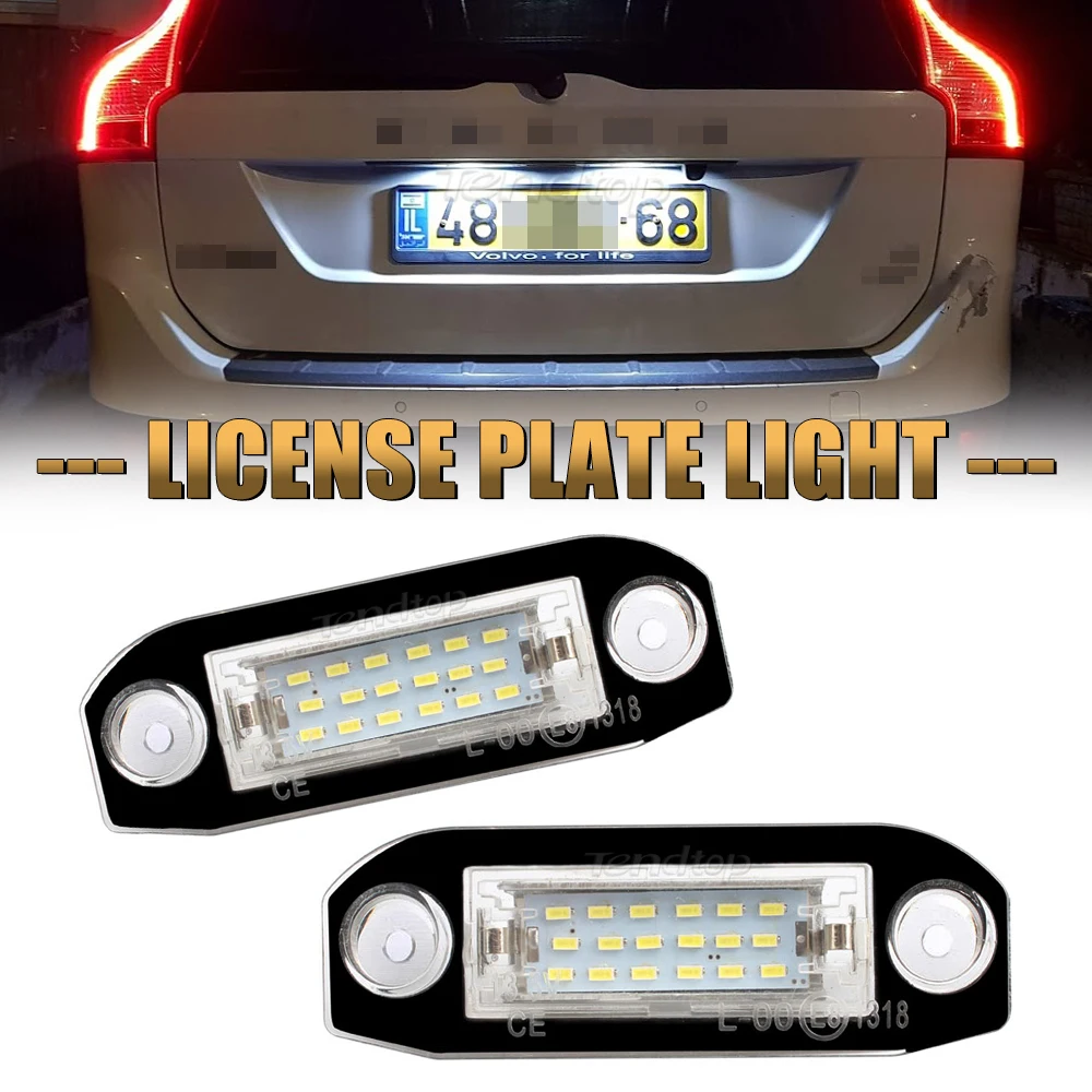 2X For Volvo C30 C70 S80 V70 XC70 S40 V50 S60 V60 XC60 XC90 Led License Plate Lights Tail Number Lamp Auto Canbus White No Error