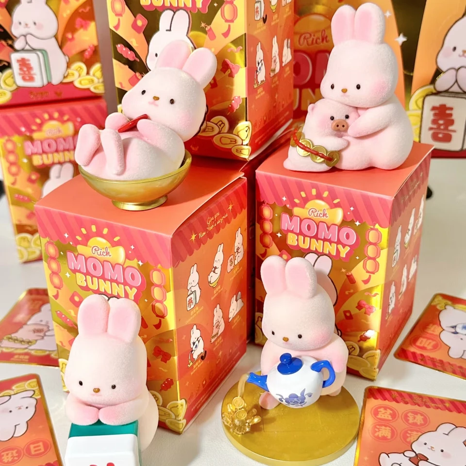 

Momo Bunny Rich Series слепая коробка-Mystery Cute Anime Rabbit Doll Фигурка Коллекция Настольный орнамент Подарок-сюрприз для девочек
