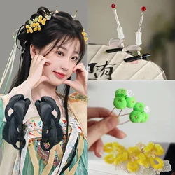 Chinese TV Love Game in Eastern Fantasy Ancient Hanfu Hairstyle Bow Wig Yong Ye Xing He Ling Miaomiao Hairpins Hair Sticks Clips