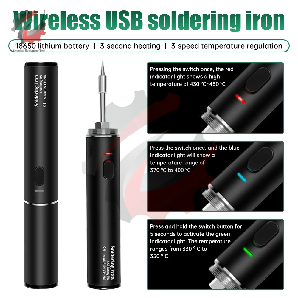 

USB Soldering Iron Rapid Heating Adjustable Temperature Home Tools DIY Manual Radio Soldering Iron Set