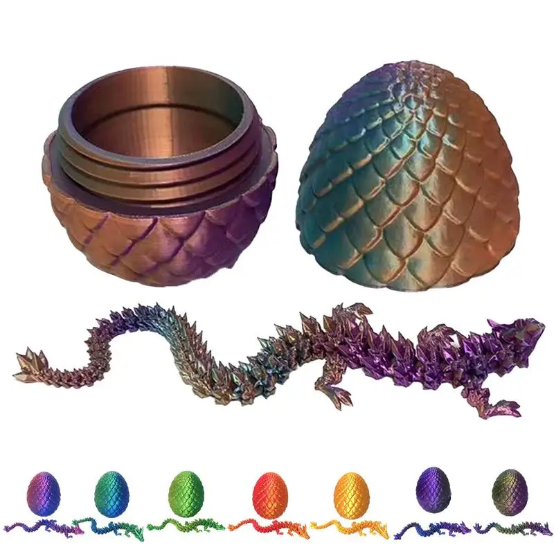 

3D Printed Dragon Egg with Dragon Inside Flexible Joints 3D Printed Dragon Egg Easter Eggs Full Articulated Dragon Crystal