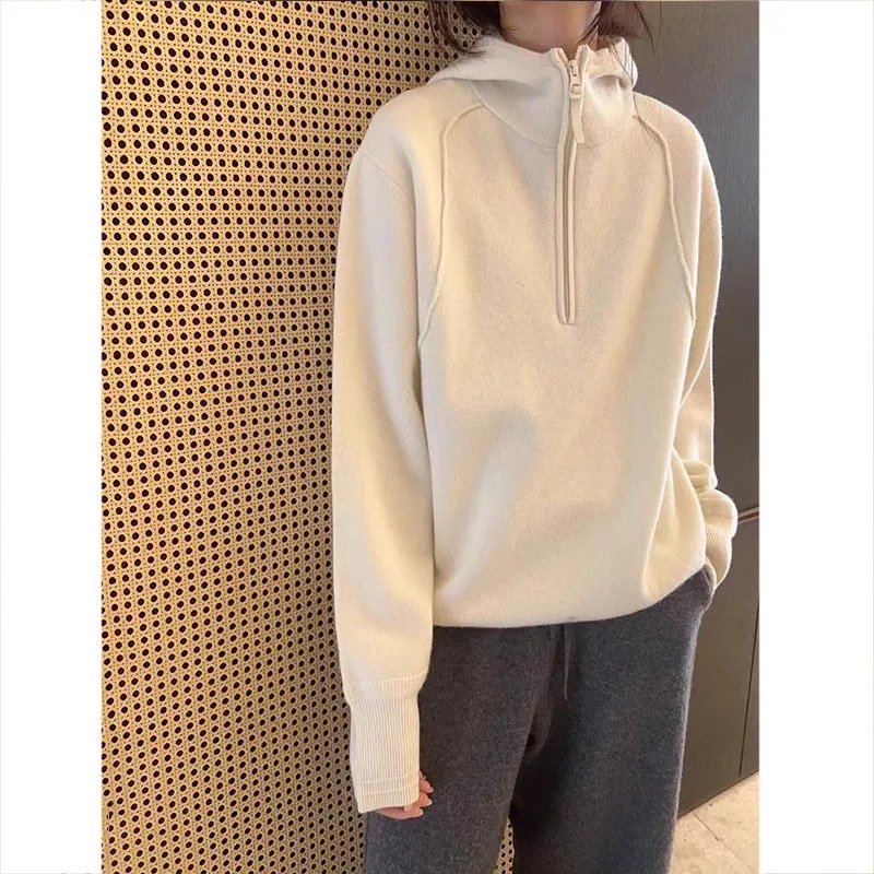 

Women Hoodies 2025 New Unique Hoodie Semi Zip Hooded Design Distinctive Long Sleeve Women's Fashion Sweatshirt