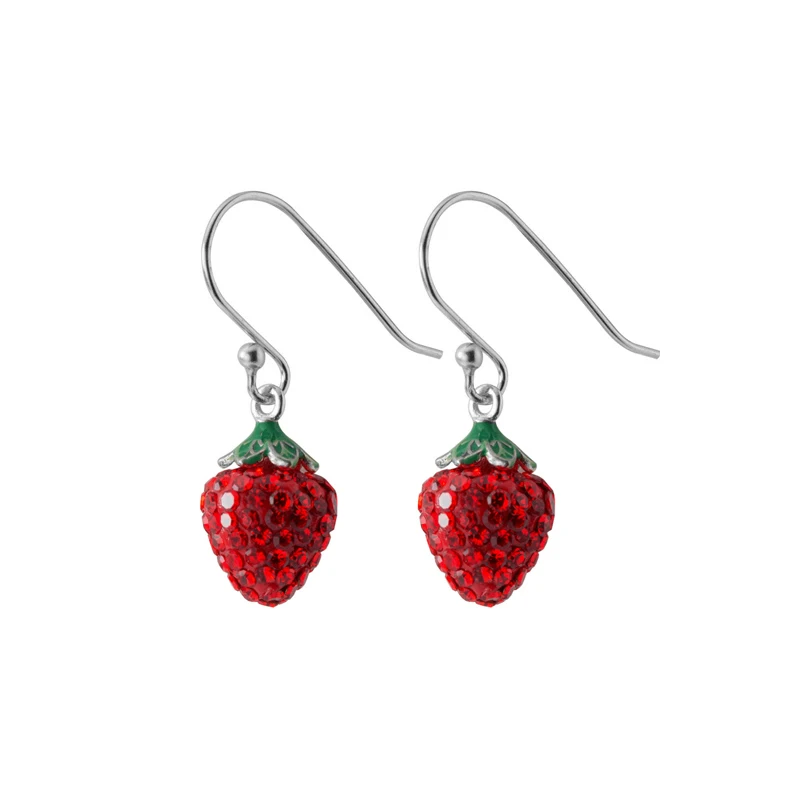 Modian Bright Crystal Strawberry Drop Earrings Charm Trendy Real 925 Sterling Silver Korean Dangle Earrings For Women Jewelry