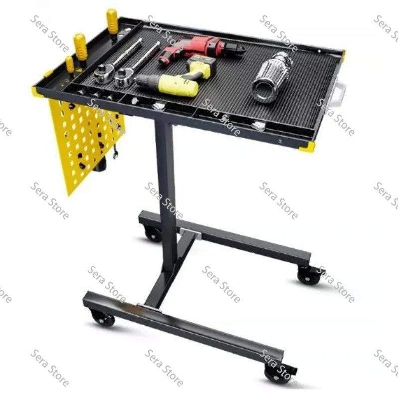 Adjustable Height Workbench Engine Parts Tool Cart Garage Rolling Workshop Mobile Utility Cart for Auto Repair