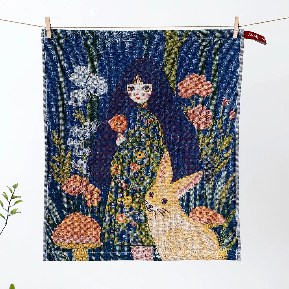 New 34x40cm Large Hand Towel 4 Layer Cotton Gauze Quick Dry Pure Cotton Dish Cloth Decorative Cartoon Tea Towel Home Restaurant