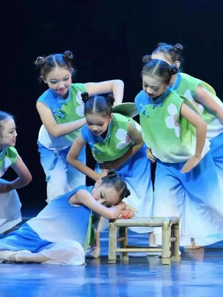 

Summer night dance costume for children national for girls Stage props performance costume fan dance performance