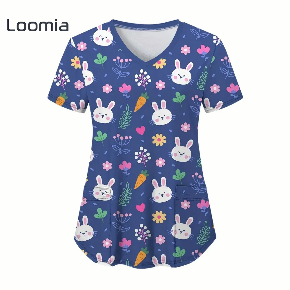 

Animal Graphic Surgical Uniforms Woman Summer Fashion Women’s Surgical Scrubs Casual Lapel Scrubs Uniform Woman Breathable Tops