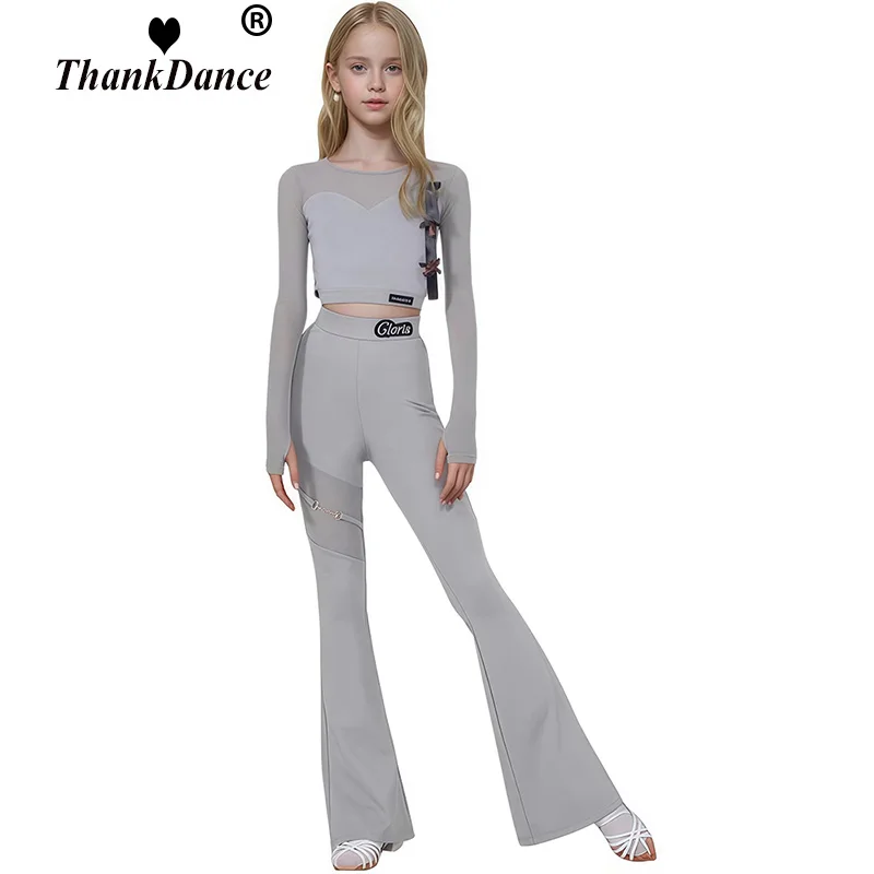 

Детские штаны для латинских танцев, комплект штанов для танцев национального стандарта для девочек, тренировочный наряд, детские костюмы для соревнований, латинские костюмы для ча-ча-танго