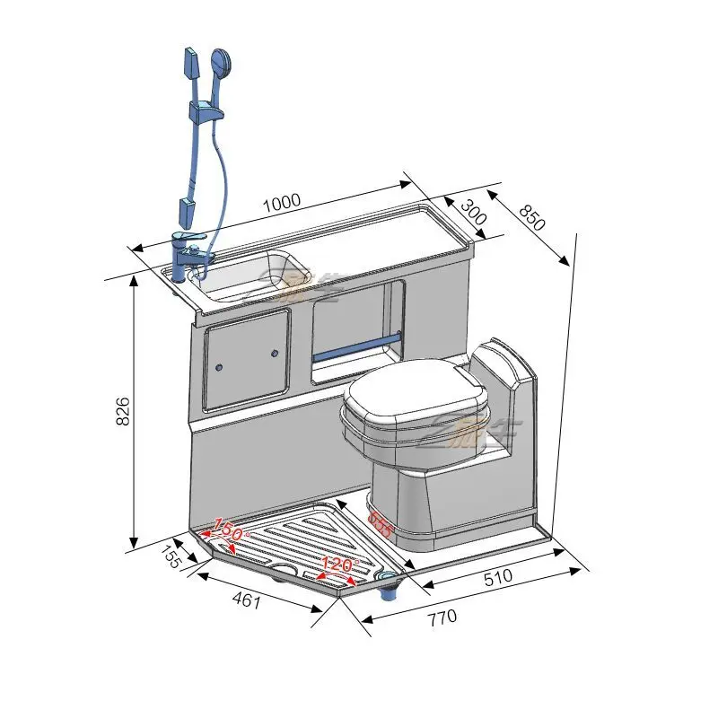 Toilet base, RV bathroom modification supplies, car wash basin, RV shower room