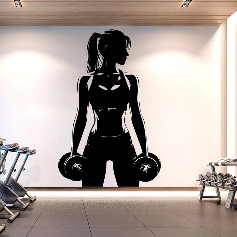 Casa ginásio menina power fitness citação decoração treino arte adesivos de vinil quarto ginásio treino motivação crossfit decoração e615