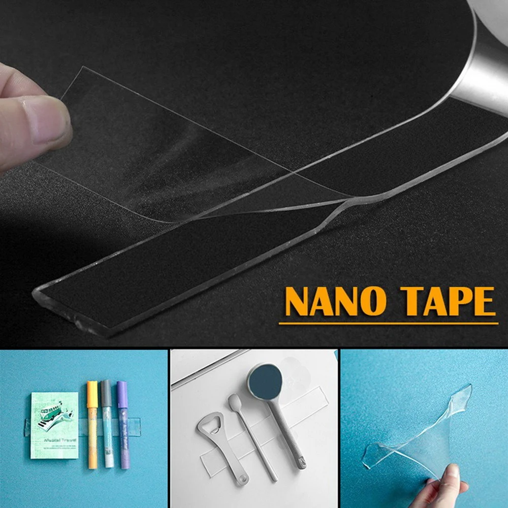 Nano Double Sided Tape Transparent Non Marking Waterproof Wall Sticker Reusable Kitchen Bathroom Household Products Sided Tapes