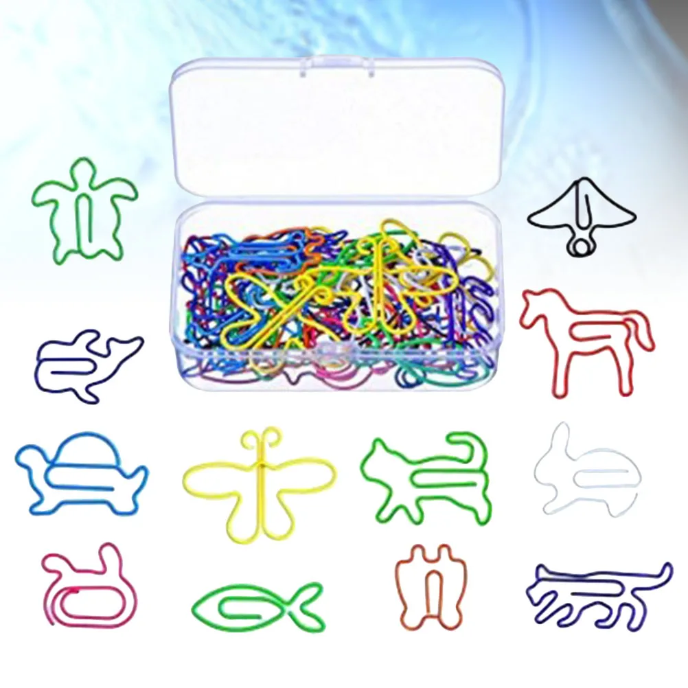 

60Pcs Colorful Cartoon Animal Metal Paper Clips Decorative Stationery School Supplies