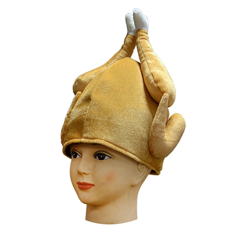 Turkey Costume Hat Funny Hats Chicken Hats Costumes Accessories Plush Headwear Photo Props New Year - view 5