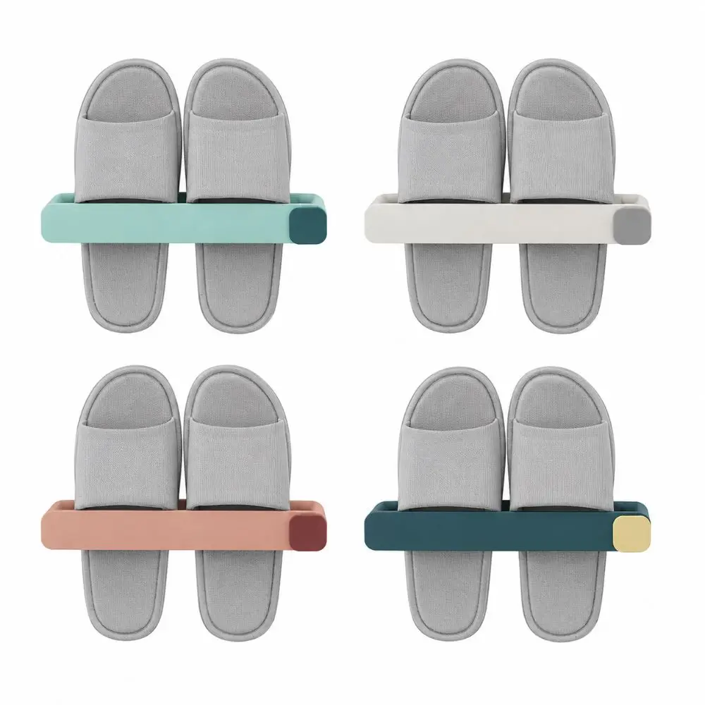 New No Punching Bathroom Slipper Shelf Wall Mounted Space Saving Shoe Rack Hanging Flip Flop Shelf