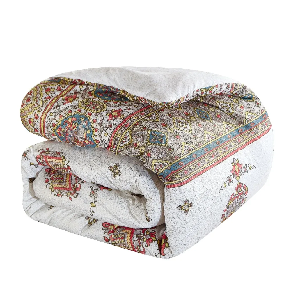 Class Modern 3pc Off White Medallion 100% Polyester Fill Comforter Set, King