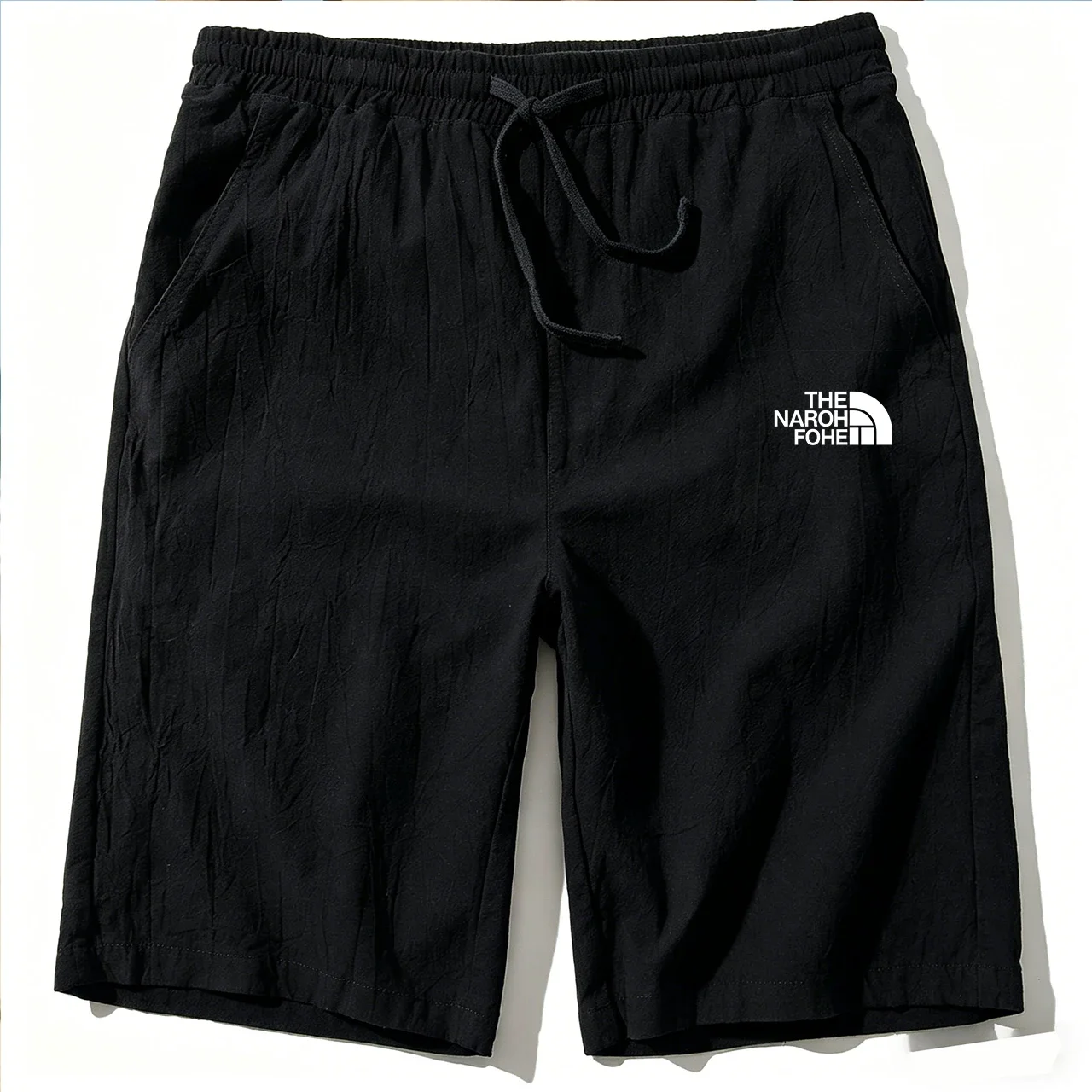 Men Cotton Linen Shorts Summer Lightweight Breathable Casual Beach Style Shorts Basic Solid Color Sweatpants Elastic Waist