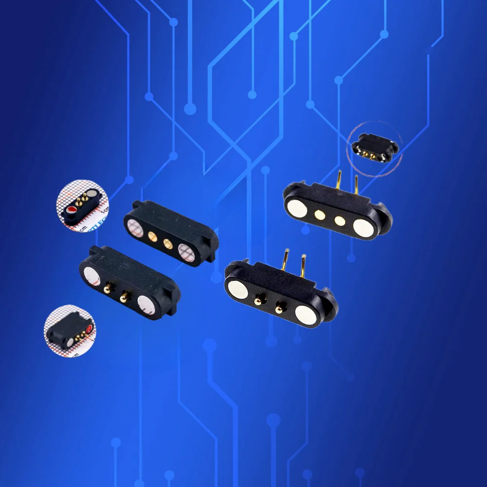 1 5 20 50 Pcs Magnetic Spring Loaded Pogo Pin Connector 2 Position 2.54MM Horizontal Right Angle Male Female Power Charge 2A