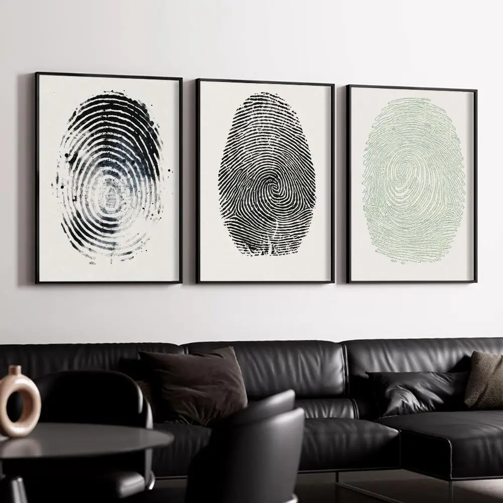 Minimalist Fingerprint Art Painting Calligraphy Canvas Poster Set Wall Artwork for Bedroom Living Room Decorative Prints Gift
