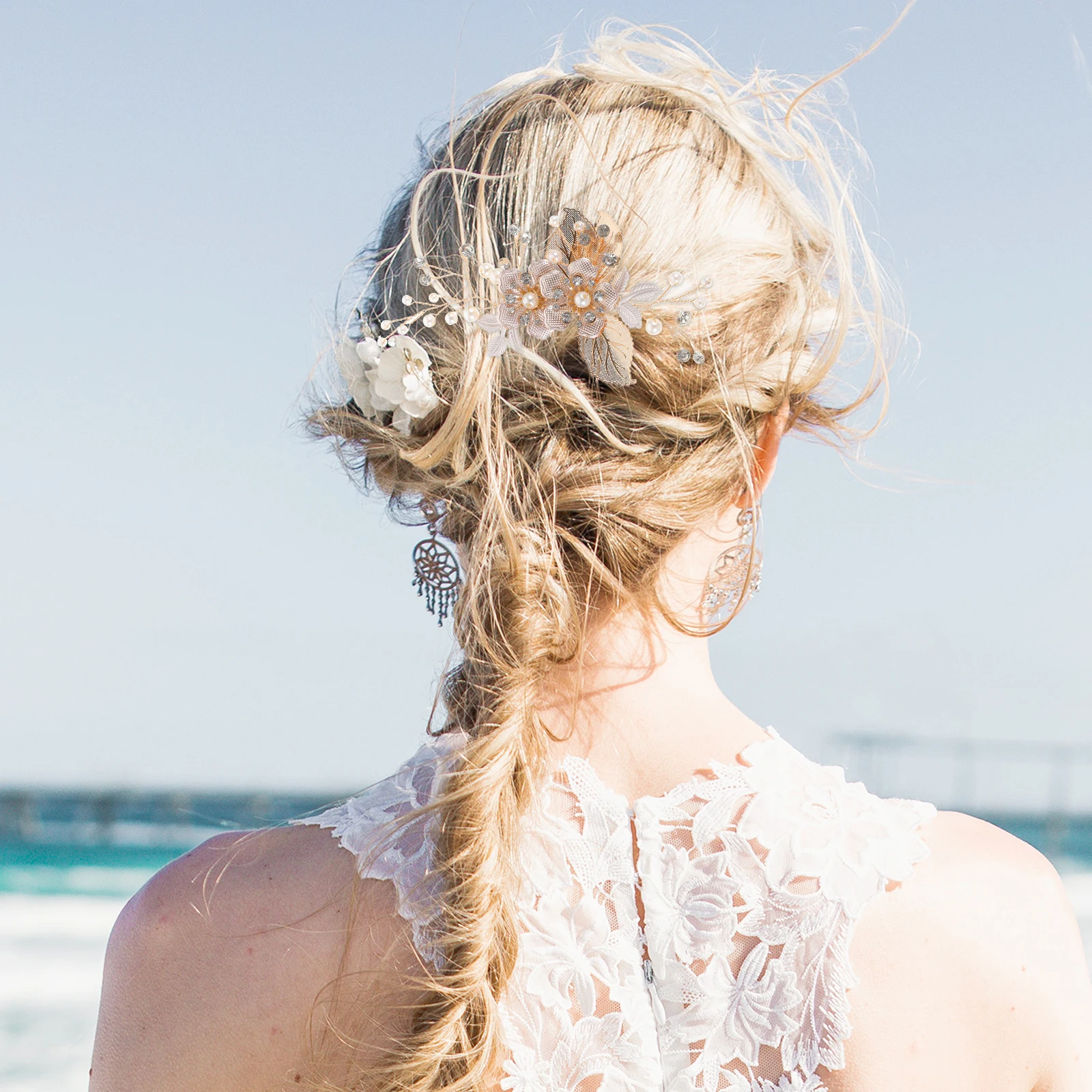 

Metal Leaf Hair Comb Hollow Out Flower Pearl Rhinestone Bridal Accessories For Women Hairstyles Prom Hanfu Jewelry Wedding Clip