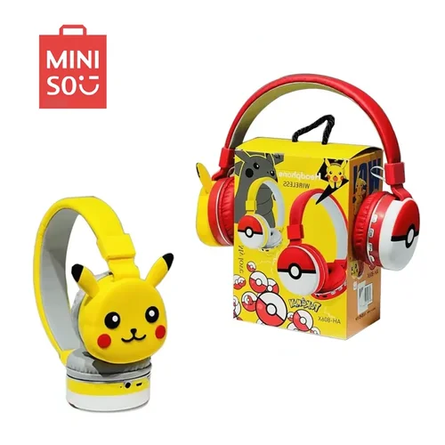 Imagen 1 del producto Auriculares Bluetooth Pocket Monster Pikachu, auriculares inalámbricos con dibujos animados de Anime, auriculares de alta calidad con micrófono de regalo