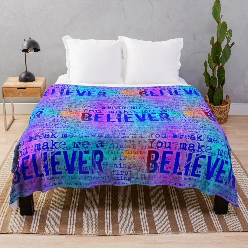 

Believer - Neon Rainbow Throw Blanket Fashion Sofas Moving Shaggy Bed covers Blankets