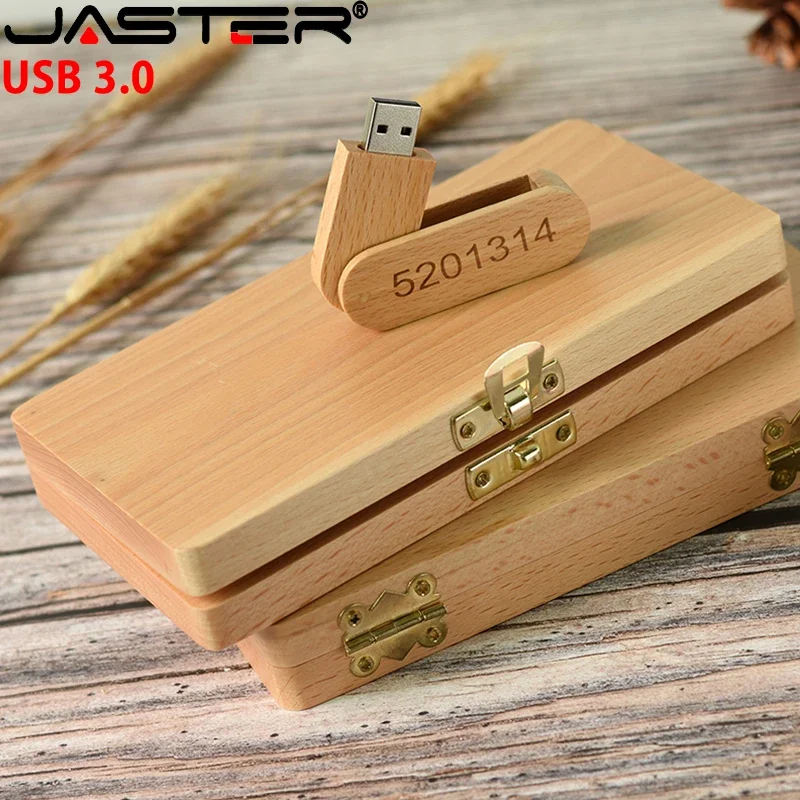 Free Custom Logo USB 3.0 flash drive Ballpoint Pen Case Memory Stick High Speed Pen Drive Wooden box Photography 32GB 64GB 128GB