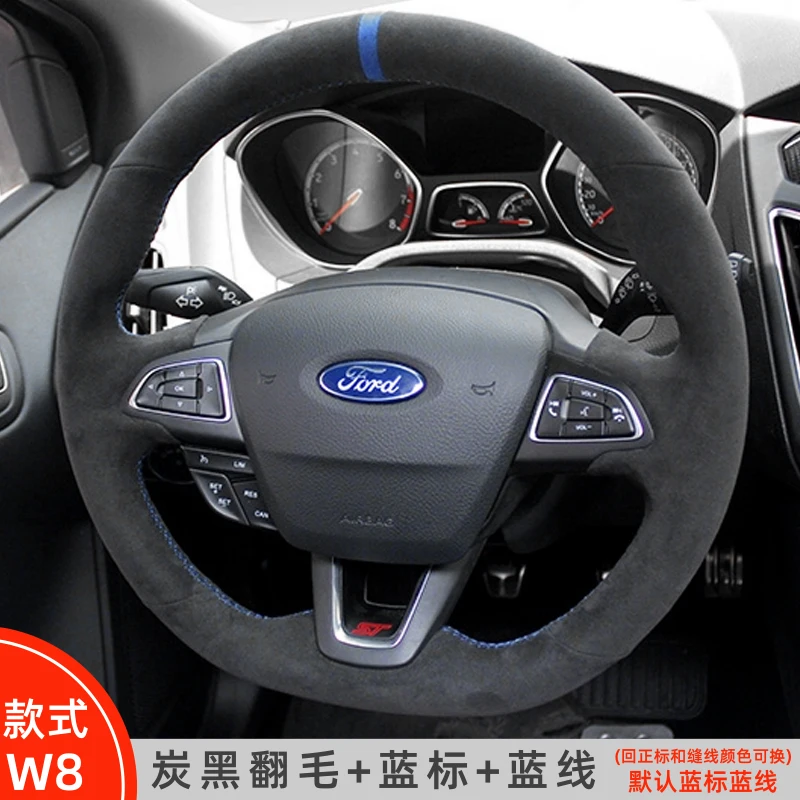 Hand-Stitched High quality suede Car Steering Wheel Cover For Ford Focus (RS | ST | ST-Line) 2015-2018 Kuga (ST-Line) 2018 2019