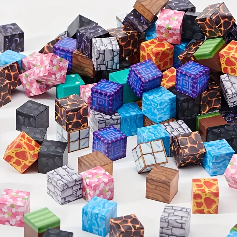 60 pièces aléatoires de blocs de construction magnétiques mélangés avec des couleurs bricolage jouets de divertissement blocs de construction magnétiques mini monde