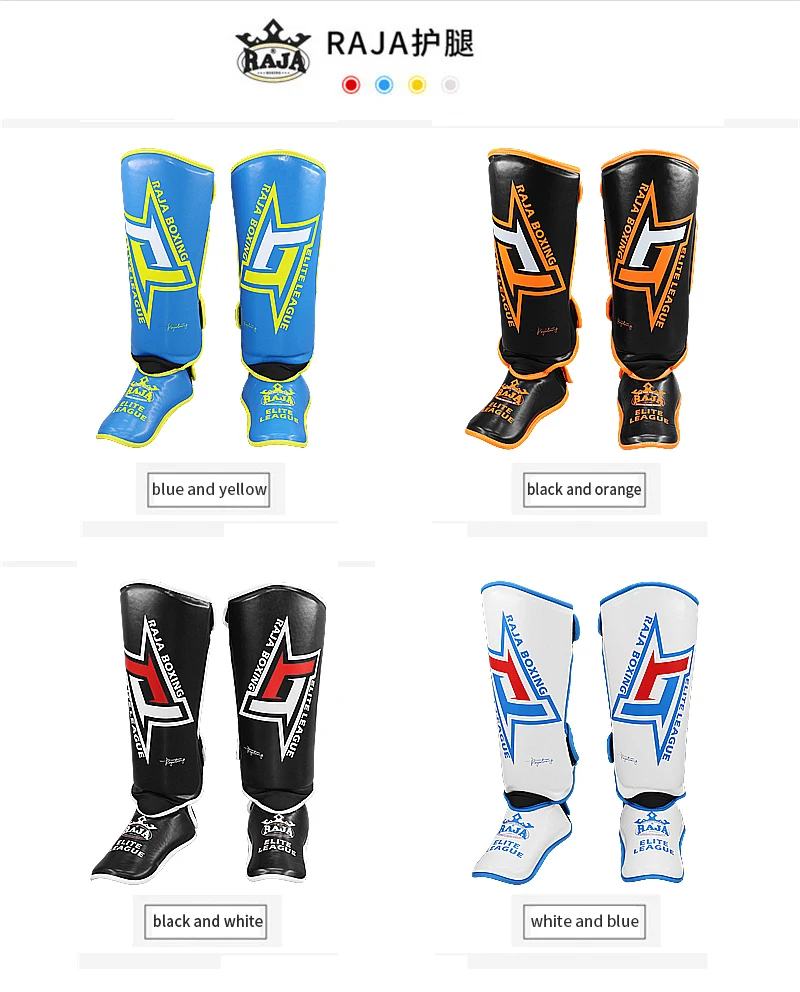 RAJA Shin Guards MMA كيك بوكسينغ فنون الدفاع عن النفس الملاكمة التايلاندية حماية الساق ركلة الملاكمة معدات التايكوندو للجنسين