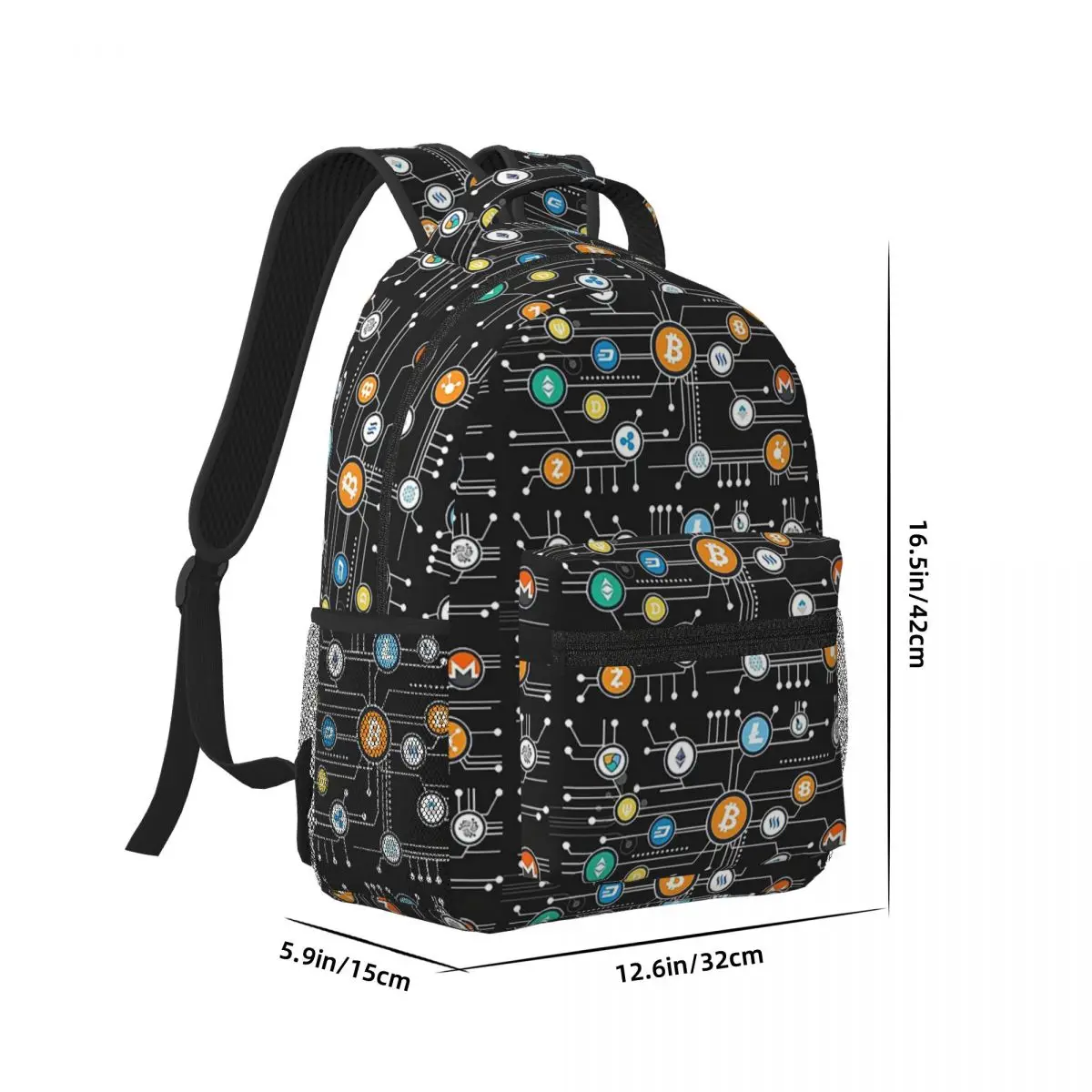 Bitcoin Cryptocurrency Altcoin Blockchain Logo Backpacks Boys Girls Bookbag School Bags Portability Laptop Rucksack Shoulder Bag