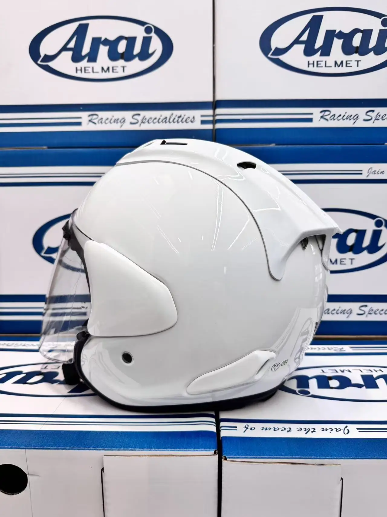 Open Face Helmet VZ RAM 4 Glossy White 3/4 Helmet Off Road Racing