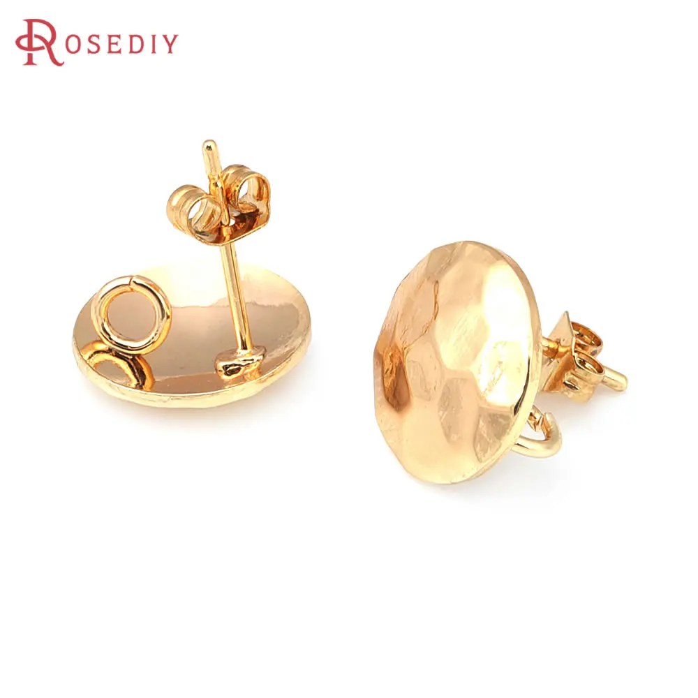 18K Gold Color Brass Flower Knot Heart Triangle Round Shape Stud Earrings Pins Earrings Jewelry Making Diy Findings Accessories